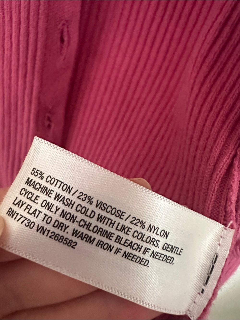 NWOT Size Small a new day Raspberry Ribbed Button-Front Long Sleeve Top - Picture 5 of 6